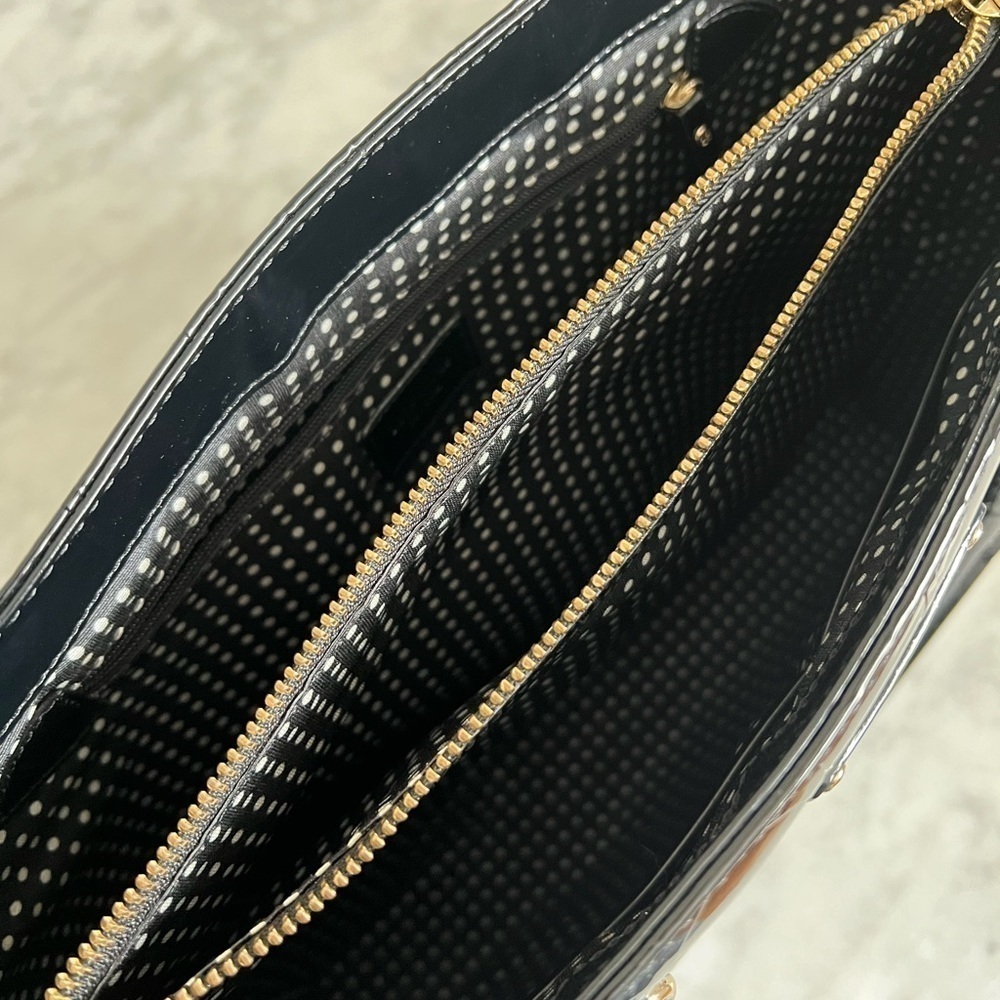Kate Spade Wellesley Quinn Black Patent Satchel Embossed Ace of ♠️ & NWT wallet - Picture 6 of 12